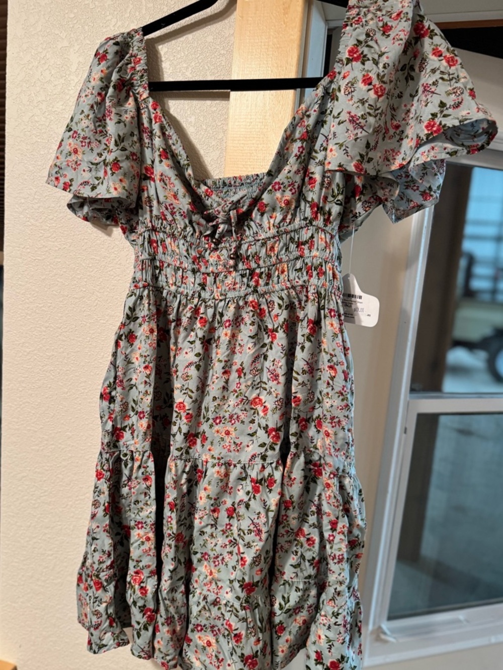 Angie Light Blue Floral Tie-Front Dress - Picture 5 of 6